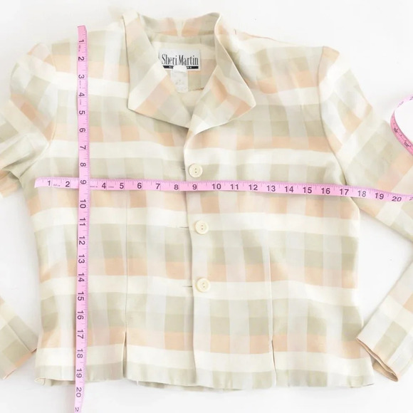 Vintage Sheri Martin New York made in U.S.A. Three  Button Checker Blazer 8 - Picture 5 of 13
